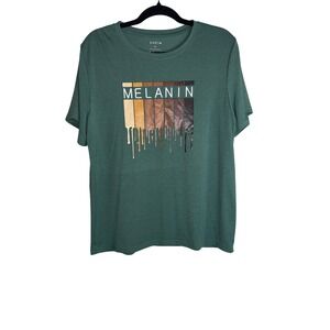 SHEIN‎ Melanin Graphic T-Shirt Green Shades Tee X-Large Short Sleeve Crewneck